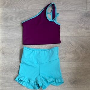 Tiger Friday CXL - Kids One-Shoulder Purple and Blue Matching Set